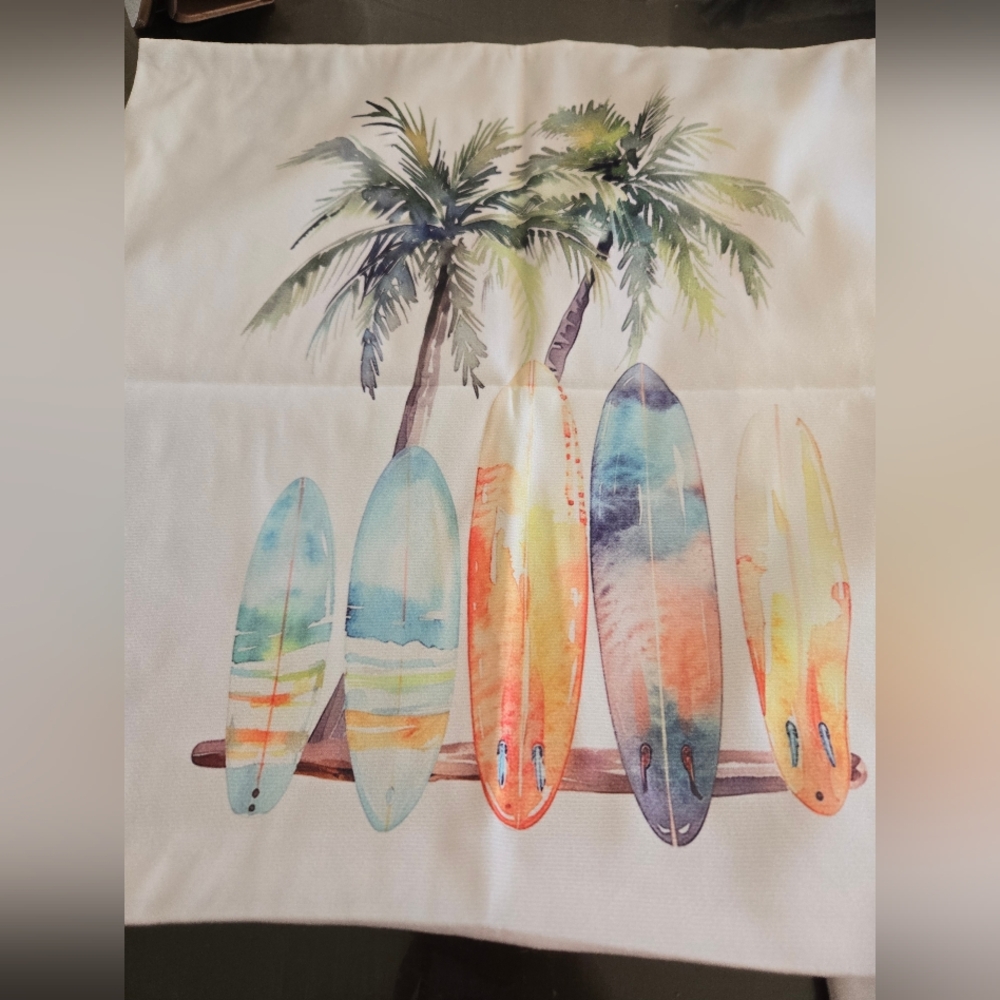 Set Tropical Palm and Surfboard Cushion Covers - Picture 5 of 5